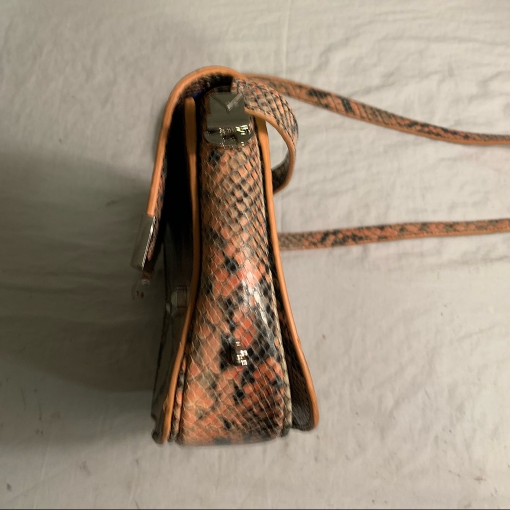 Rebecca Minkoff Orange Pink Python Snakeskin Embo… - image 3